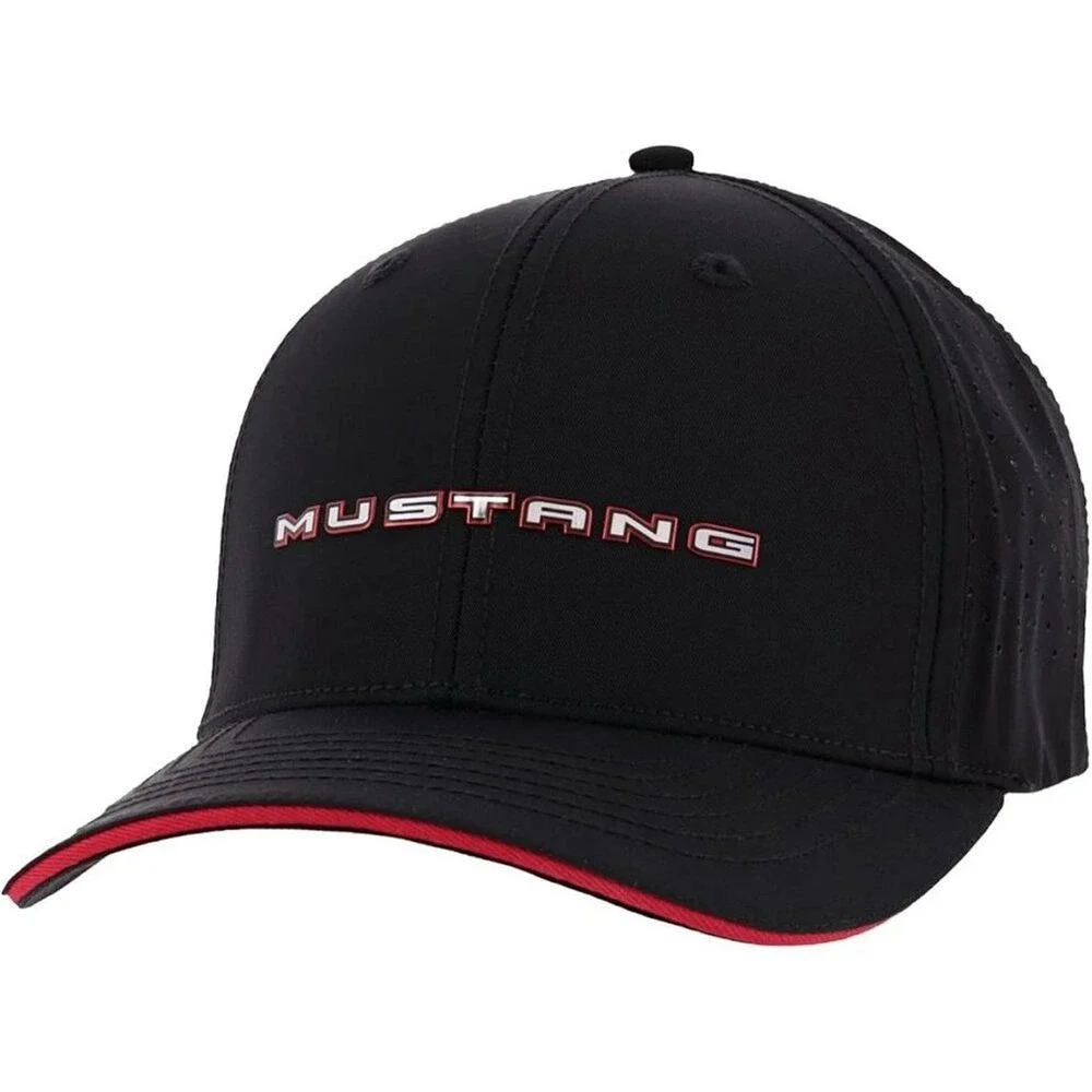 Ford Mustang Size L/XL Stretch Fit Baseball Cap in‎ Black and Red